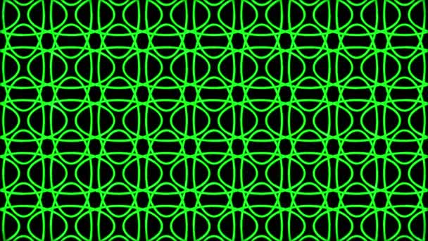 Gloeiende Looping Neon Effect Patroon Abstracte Achtergrond Zwarte Achtergrond — Stockvideo