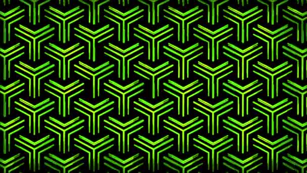 Glødende Looping Neon Effekt Mønster Abstrakt Baggrund Sort Baggrund – Stock-video