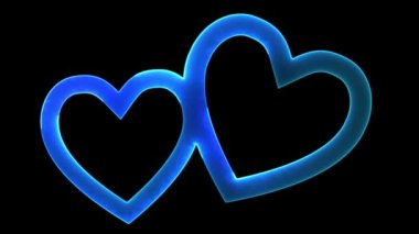 Parlak döngülü kalp şekli neon etkisi, siyah arkaplan.
