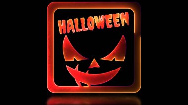 Neon ışıltı etkisi döngüsü cadılar bayramı kafatası simgesi siyah arka grup