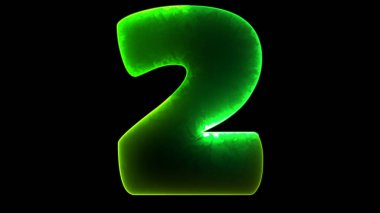 Parlak döngü numarası 2 neon etkisi, siyah arkaplan