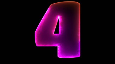 Parlak döngü numaraları 4 neon etkisi, siyah arkaplan