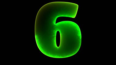 Parlak döngü numaraları 6 neon etkisi, siyah arkaplan