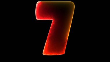 Parlak döngü numaraları 7 neon etkisi, siyah arkaplan