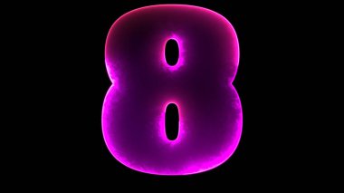 Parlak döngü numaraları 8 neon etkisi, siyah arkaplan