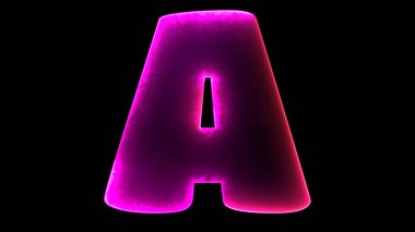 Bir alfabe neon efekti, siyah arka grup