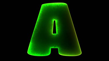 Bir alfabe neon efekti, siyah arka grup