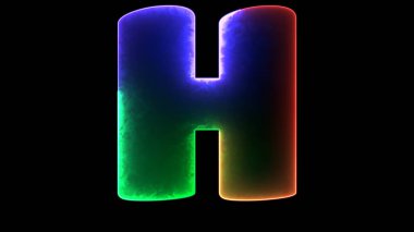 H alfabesi neon efekti, siyah arka grup