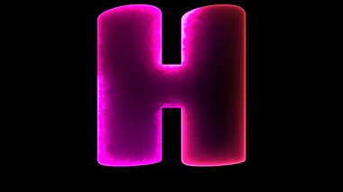 H alfabesi neon efekti, siyah arka grup
