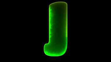 J alfabesi neon efekti, siyah arka grup