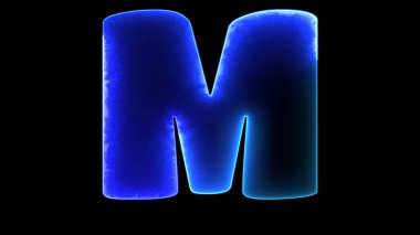 M alfabesi neon efekti, siyah arka grup