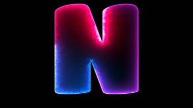 N alfabesi neon efekti, siyah arka grup