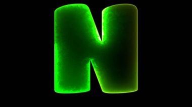 N alfabesi neon efekti, siyah arka grup