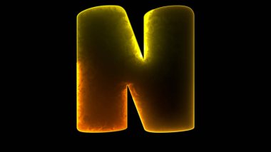 N alfabesi neon efekti, siyah arka grup