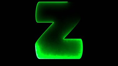 Z alfabesi neon efekti, siyah arkaplan döngüsü