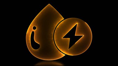 Parlak döngü ikonu su kaydetme sembolü neon etkisi, siyah arka grup