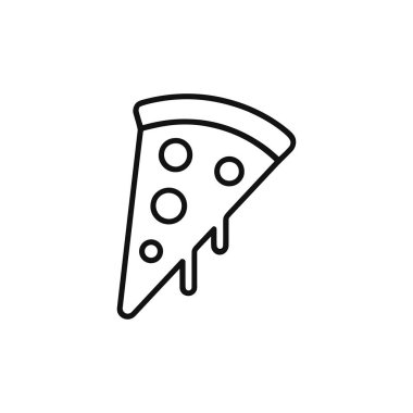 Minimalist Pizza Dilimleme Simgesi Siyah ve Beyaz Çizgi Çizimi