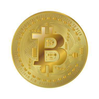Altın desenli bitcoin altın sikke. vektör illüstrasyonu.