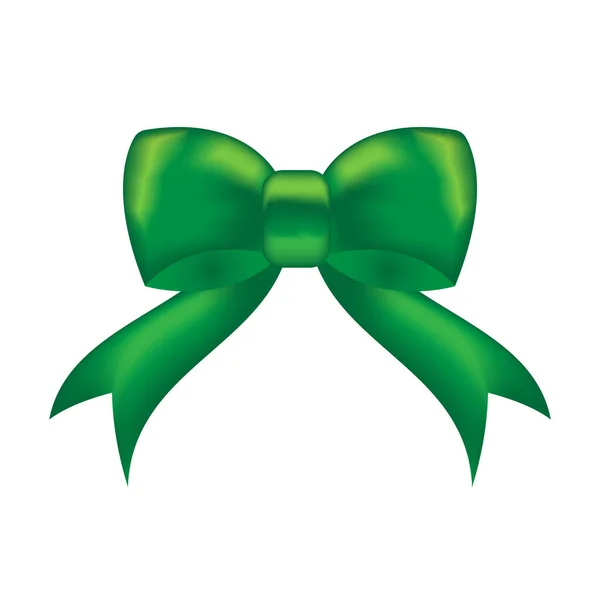 Bow Εικονίδιο Διάνυσμα Πράσινο Τόξο Κορδέλα Δώρο Απομονώνονται Λευκό Φόντο — Διανυσματικό Αρχείο