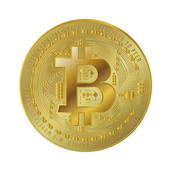 Altın desenli bitcoin altın sikke. vektör illüstrasyonu.