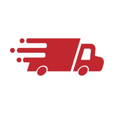  Teslimat kamyonu simgesi. Vektör illüstrasyonu şeffaf arkaplanda izole edildi