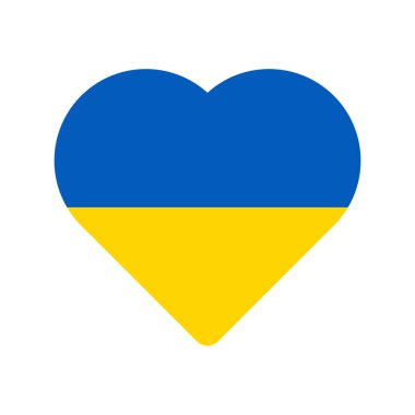 Ukrayna bayrağı kalp vektör çizimi