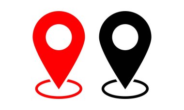 Harita pin simgelerinin konum kümesi... beyaz arkaplan üzerindeki vektör illüstrasyonu.