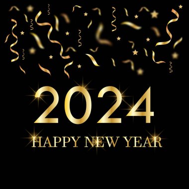  Mutlu 2024 Yeni Yıl. Conroy. Vektör illüstrasyonu..