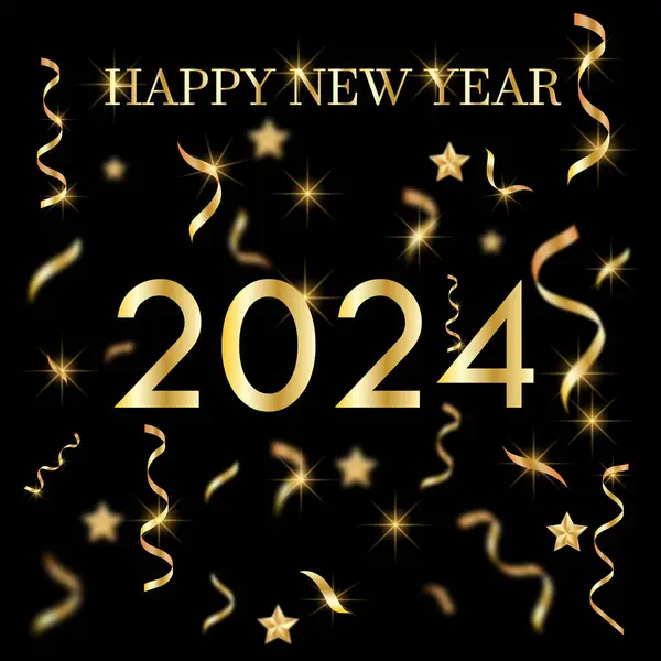 Gelukkig 2024 Nieuwjaar Confetti Vector Illustratie Rechtenvrije Stockvectors