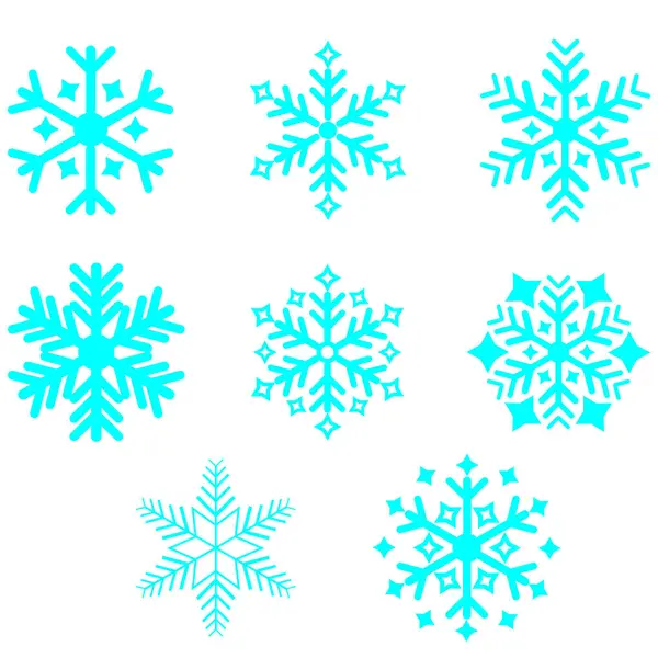 Bir dizi kar tanesi. Vektör ilüstrasyonu.