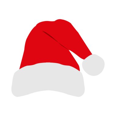  Beyaz izole edilmiş Noel Baba şapkası. Vektör çizimi.,