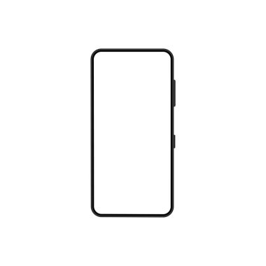 Beyazda izole edilmiş akıllı telefon modeli. Şeffaf arkaplanda gölgesi olan cep telefonu..