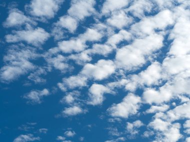 Sabah güneşin doğuşunu ışığı mavi gökyüzü beyaz kabarık bulutlar