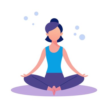 Yoga yapan genç bir kadın, basit ve temiz bir tasarım. Vektör illüstrasyonu