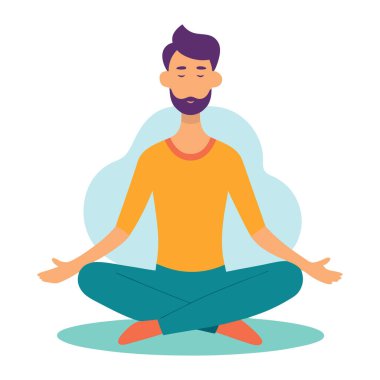 Klas bir erkek meditasyonu, basit ve temiz bir tasarım. Vektör illüstrasyonu