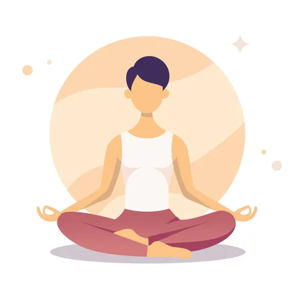 Klas kadın meditasyon illüstrasyonu, basit ve temiz tasarım. Vektör illüstrasyonu