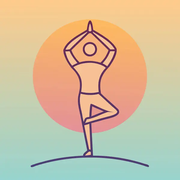 Yoga pozu konsepti, çizgi çizimi. Vektör illüstrasyonu