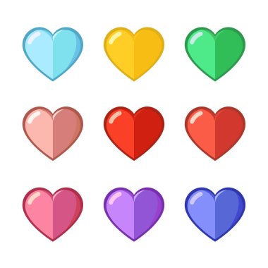 Sevgililer günü seti, kalpler, minimalizm, temiz bir geçmiş. Vektör illüstrasyonu