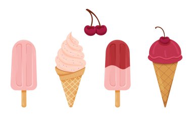 Donmuş şeker koleksiyonu içinde kirazlı dondurma ve dondurma da var..