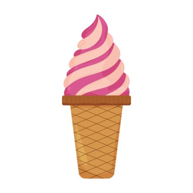 Waffle külahında leziz pembe ve mor dondurmalar..