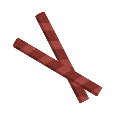 İki çikolata çubuğu beyaz üzerine çapraz konumda dizilmiş..