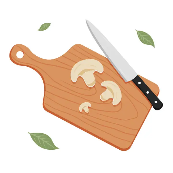 Bıçakla kesme tahtasının üzerinde taze kesilmiş yiyecekler..