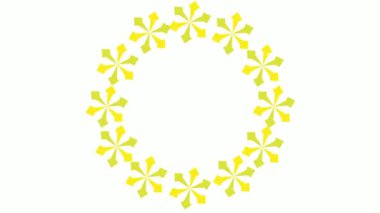 Animasyon sarı soyut çiçekler güzel bir çerçeve oluşturmak için daire çizerler.