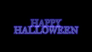 Mor neon ve beyaz hayaletlerle dolu mutlu cadılar bayramı yazıları. Cadılar bayramında kullanılabilir.