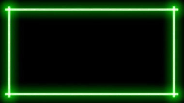 Siyah ekranda yeşil neon çerçeve arkaplan canlandırması