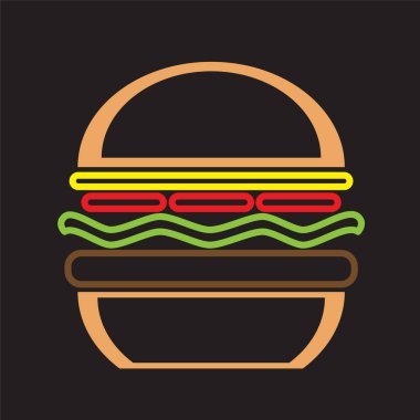 Çizgi sanatında hamburgerin vektör grafiği.
