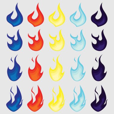 Beş farklı renkte dört yangın klip tasarımı