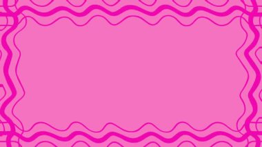 Yatay pembe ekranda pembe dalga çerçeve animasyonu ve metin veya başlık için boş alan