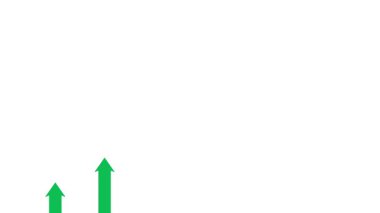 İş büyümesi diyagramı için yeşil ok animasyonu veya beyaz ekranda aşağı yukarı kazanç