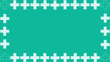 turkuaz ekranda beyaz tıbbi sembol çerçeve canlandırması